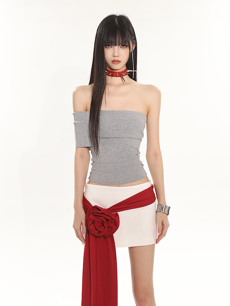 Summer Off-Shoulder Slim Fit Elastic One-Shoulder T-Shirt for Women - 2025 Vietnam Style, Niche Fashion Summer Off-Shoulder Slim Fit Elastic One-Shoulder T-Shirt for Women - 2025 Vietnam Style, Niche Fashion