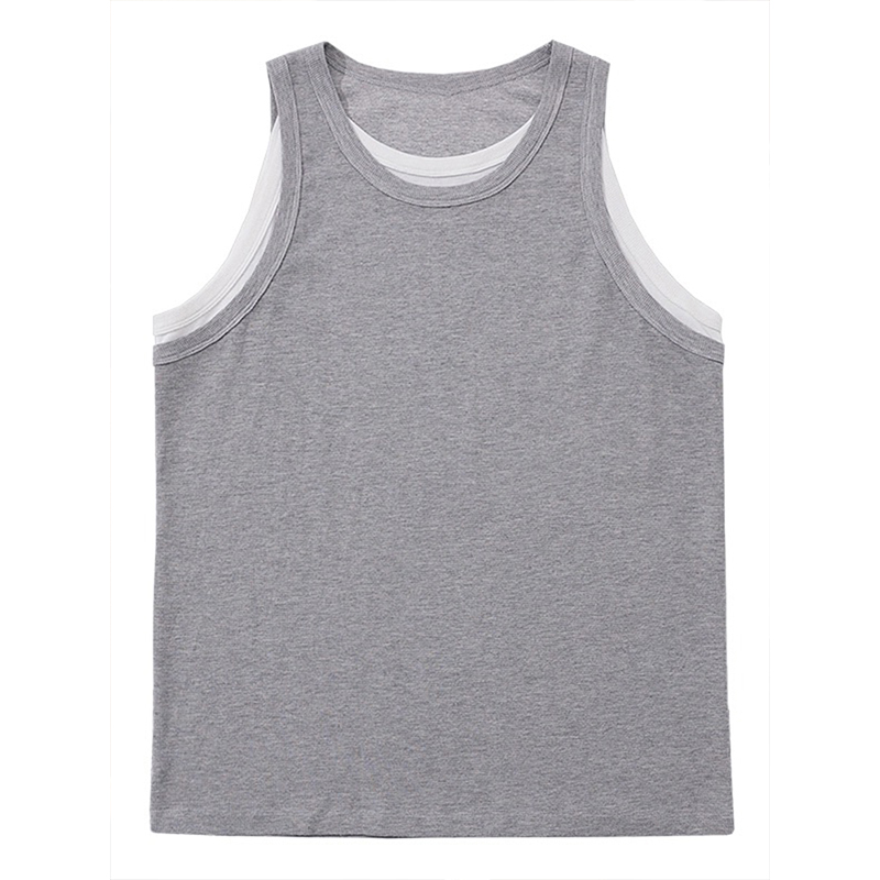 Summer Patchwork Sleeveless T-shirt Vest for Women, Loose American Street Style Two-Piece Top, Trendy Casual Fashion Summer Patchwork Sleeveless T-shirt Vest for Women, Loose American Street Style Two-Piece Top, Trendy Casual Fashion