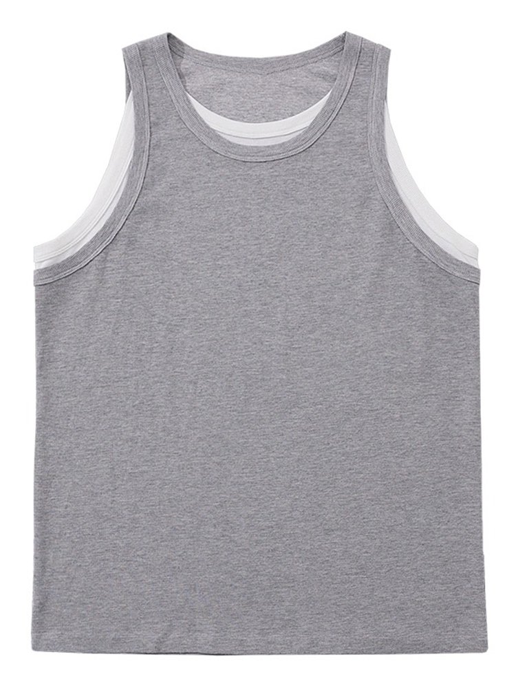 Summer Patchwork Sleeveless T-shirt Vest for Women, Loose American Street Style Two-Piece Top, Trendy Casual Fashion Summer Patchwork Sleeveless T-shirt Vest for Women, Loose American Street Style Two-Piece Top, Trendy Casual Fashion