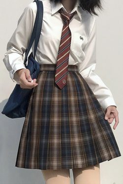 Summer Plaid Pleated Skirt for Women - Chuan Tea JK Uniform Short Skirt, Cute Pudding Bear Design, School Style Fashion
