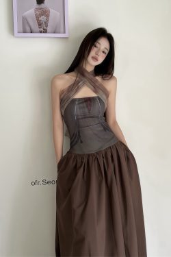 Summer Printed Patchwork Multi-Wear Long Strapless Dress for Versatile Style - Perfect for 90s and Y2K Fashion