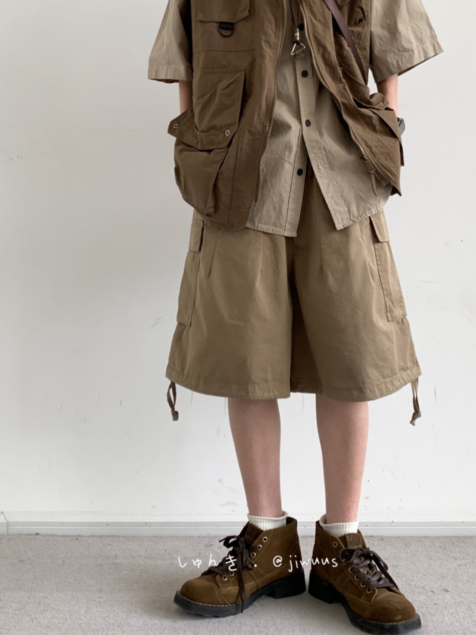 Summer Retro Khaki Cargo Shorts for Men and Women - Oversized Loose Multi-Pocket Straight Five-Point Pants Summer Retro Khaki Cargo Shorts for Men and Women - Oversized Loose Multi-Pocket Straight Five-Point Pants