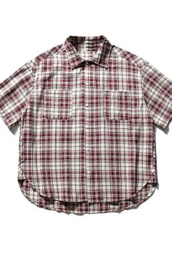 Summer Retro Plaid Short Sleeve Shirt for Men and Women - Casual Loose Fit College Style Work Shirt