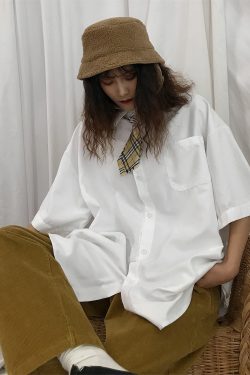 Summer Retro Short Sleeve Shirt in 8 Colors - Casual Hong Kong Style Couples Top, Versatile Korean Fashion