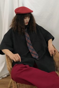 Summer Retro Short Sleeve Shirt in 8 Colors - Casual Hong Kong Style Couples Top, Versatile Korean Fashion