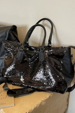 Summer Sequined Tote Bag for Women, Lightweight Large-Capacity Travel & Gym Bag, Stylish Short Trip Luggage