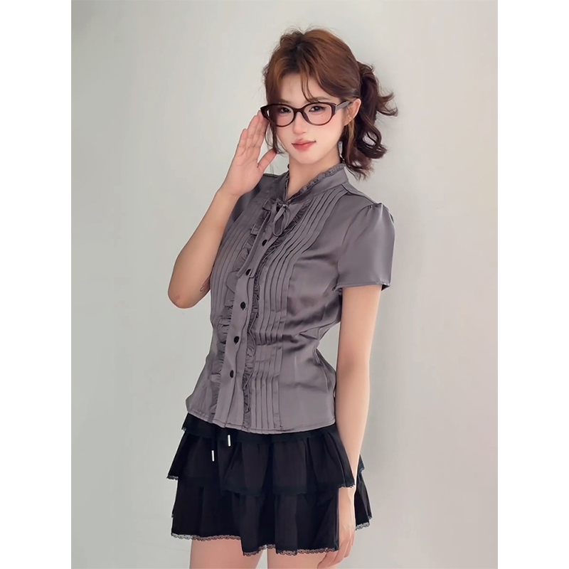 Summer Short-Sleeved Shirt for Women, Slimming College Style Top, Trendy Casual Jacket, High-Intelligence Fashion Summer Short-Sleeved Shirt for Women, Slimming College Style Top, Trendy Casual Jacket, High-Intelligence Fashion