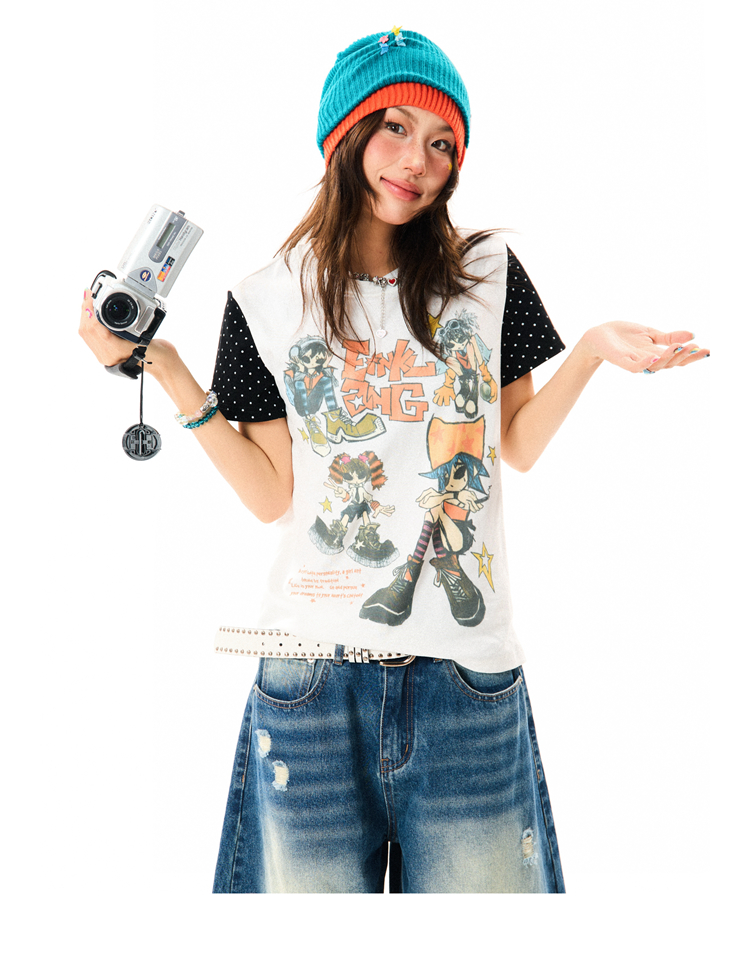 Summer Slim Fit Graffiti T-Shirt for Women - American Rebel Girl Design, Short Sleeve, Casual Street Style Top Summer Slim Fit Graffiti T-Shirt for Women - American Rebel Girl Design, Short Sleeve, Casual Street Style Top