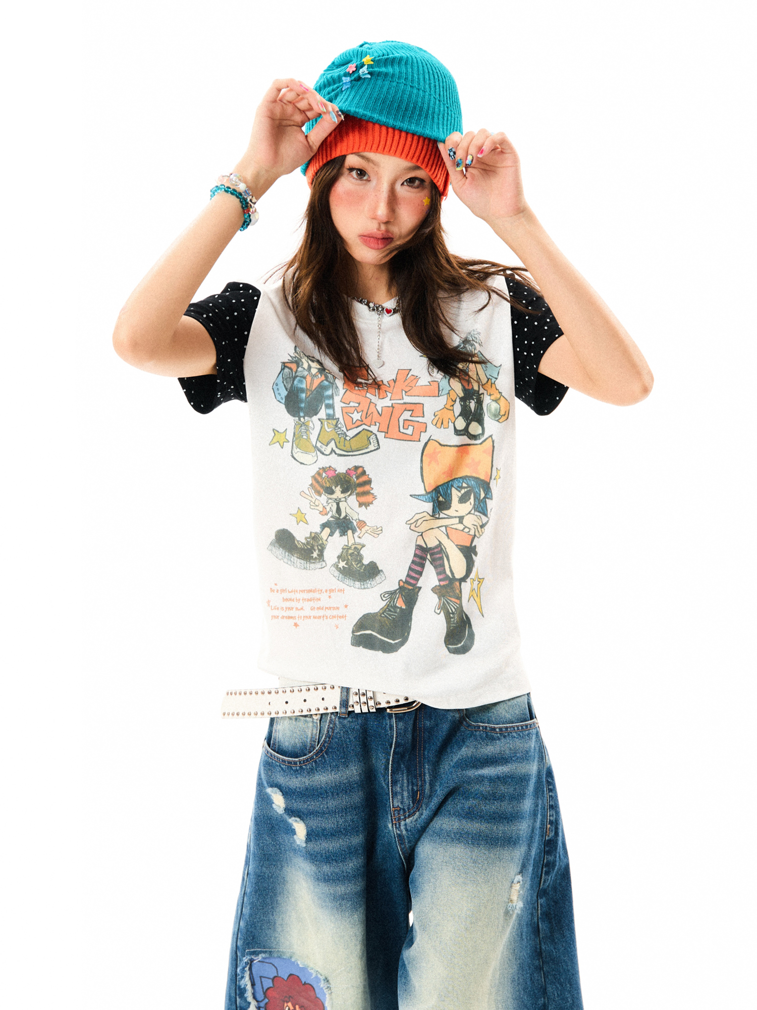 Summer Slim Fit Graffiti T-Shirt for Women - American Rebel Girl Design, Short Sleeve, Casual Street Style Top Summer Slim Fit Graffiti T-Shirt for Women - American Rebel Girl Design, Short Sleeve, Casual Street Style Top