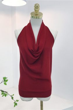 Summer Slim-Fit V-Neck Backless Camisole for Women, Lightweight Tencel Knit, Sleeveless Hanging Neck Top