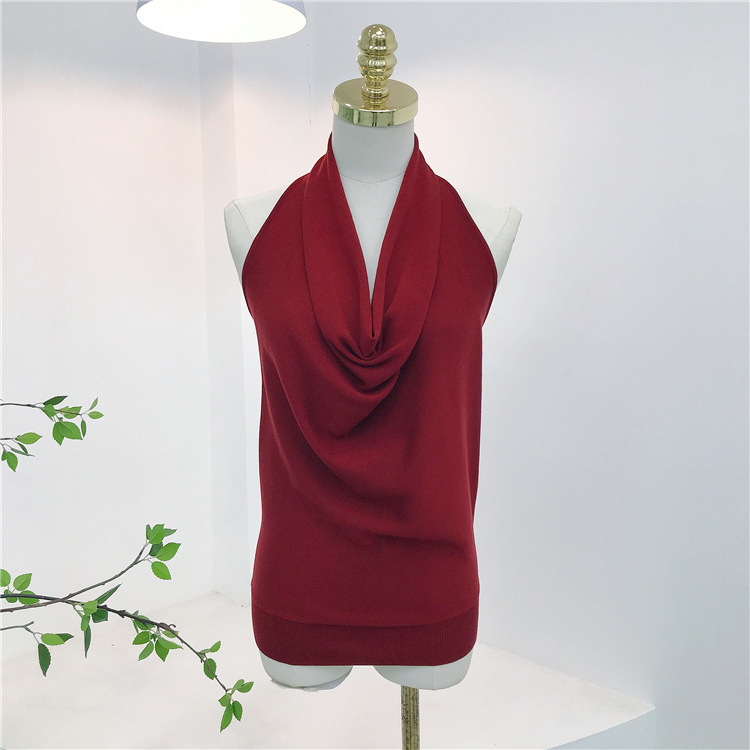 Summer Slim-Fit V-Neck Backless Camisole for Women, Lightweight Tencel Knit, Sleeveless Hanging Neck Top Summer Slim-Fit V-Neck Backless Camisole for Women, Lightweight Tencel Knit, Sleeveless Hanging Neck Top