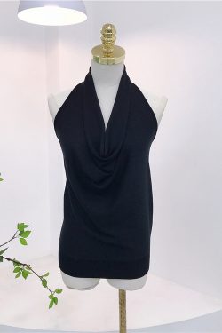 Summer Slim-Fit V-Neck Backless Camisole for Women, Lightweight Tencel Knit, Sleeveless Hanging Neck Top