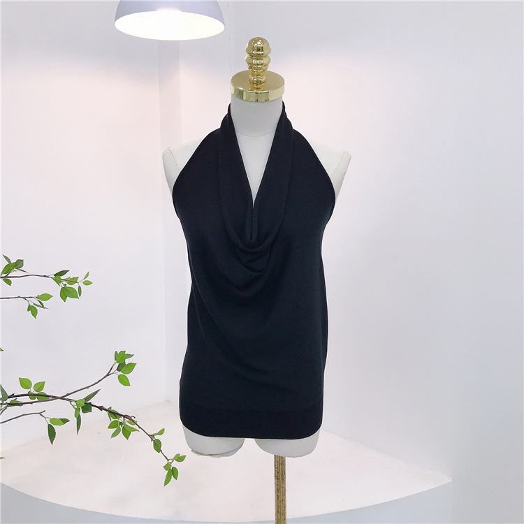 Summer Slim-Fit V-Neck Backless Camisole for Women, Lightweight Tencel Knit, Sleeveless Hanging Neck Top Summer Slim-Fit V-Neck Backless Camisole for Women, Lightweight Tencel Knit, Sleeveless Hanging Neck Top