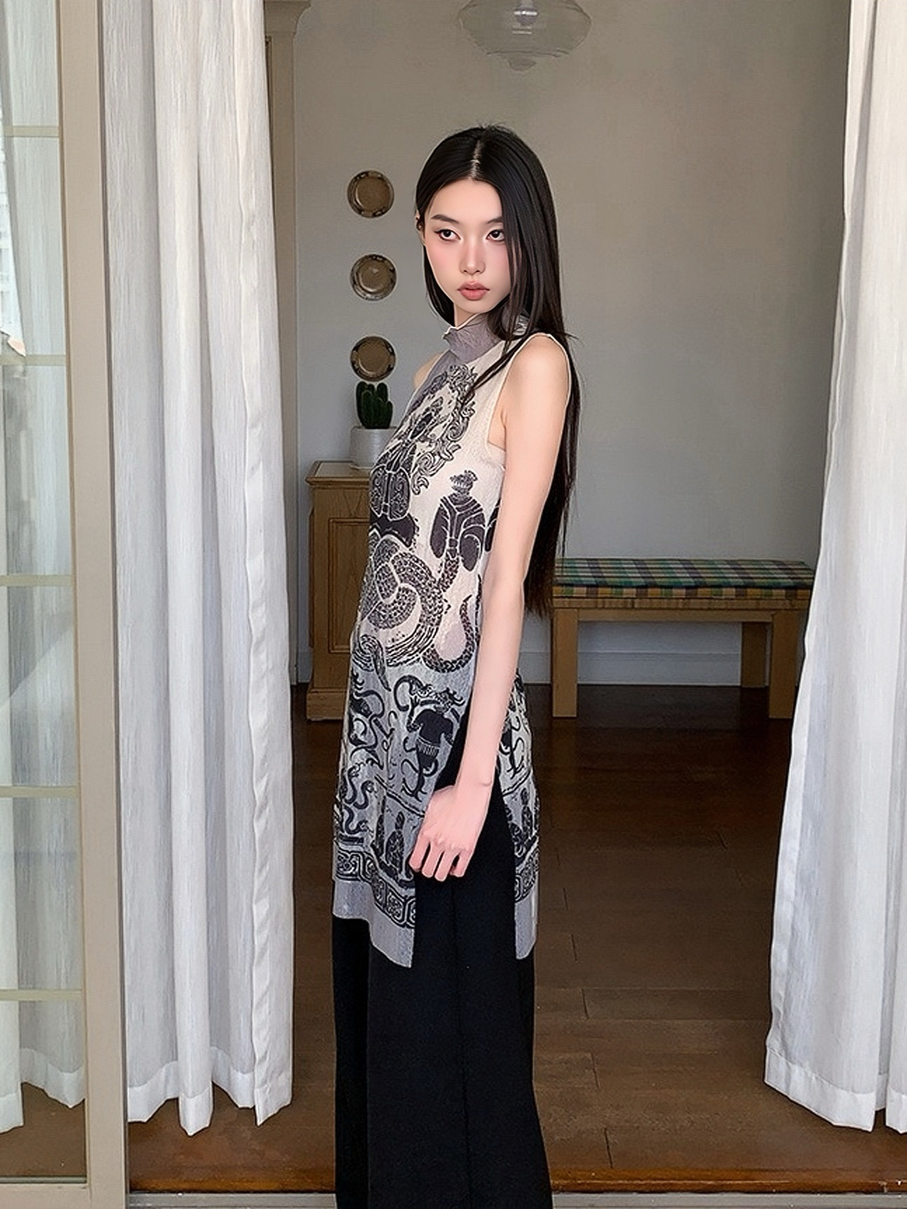 Summer Snake Print High-Elastic Mesh Vest - Trendy Single-Layer Top for a 90s-Inspired Look Summer Snake Print High-Elastic Mesh Vest - Trendy Single-Layer Top for a 90s-Inspired Look