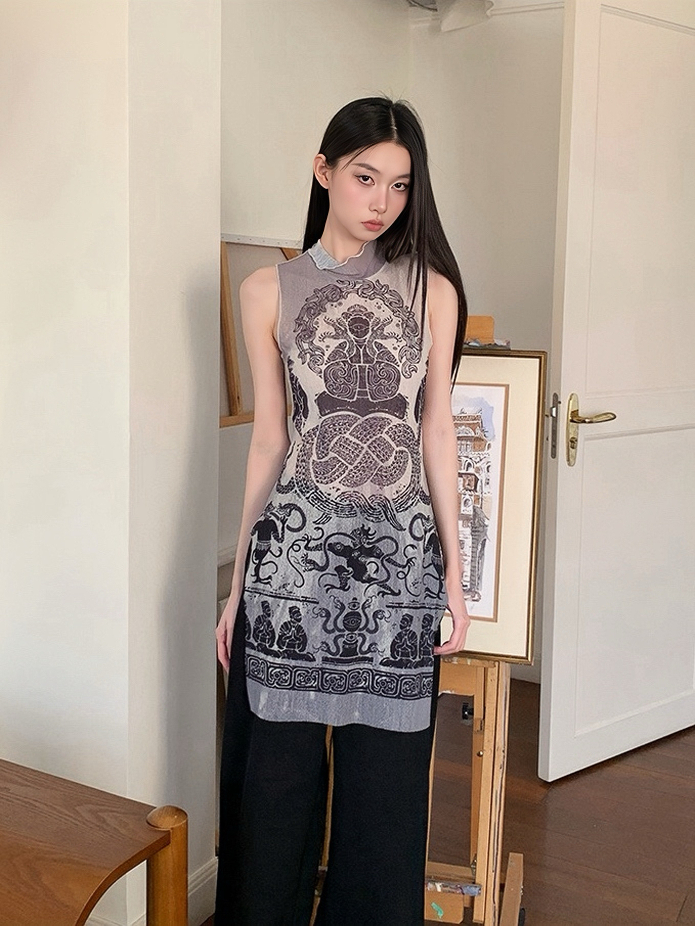 Summer Snake Print High-Elastic Mesh Vest - Trendy Single-Layer Top for a 90s-Inspired Look Summer Snake Print High-Elastic Mesh Vest - Trendy Single-Layer Top for a 90s-Inspired Look