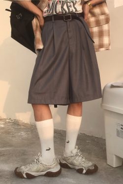 Summer Solid Color Korean Style Loose High Waist Five-Point Pants | Versatile Retro Casual Trousers for Men and Women