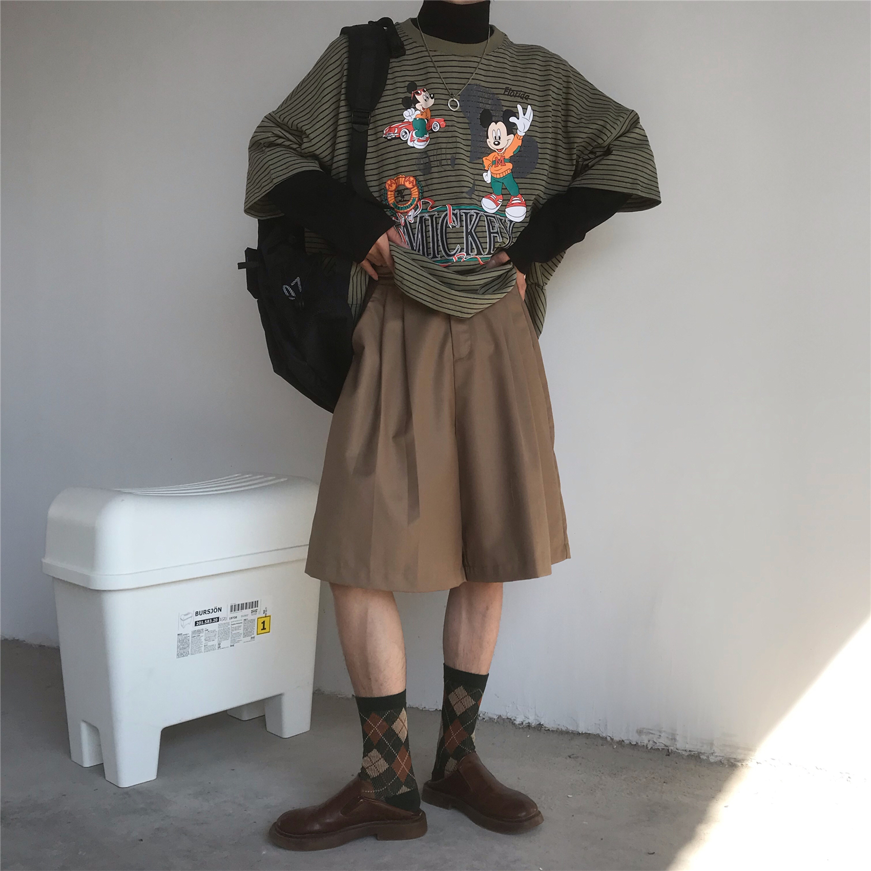 Summer Solid Color Korean Style Loose High Waist Five-Point Pants | Versatile Retro Casual Trousers for Men and Women Summer Solid Color Korean Style Loose High Waist Five-Point Pants | Versatile Retro Casual Trousers for Men and Women