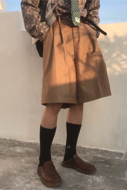 Summer Solid Color Korean Style Loose High Waist Five-Point Pants | Versatile Retro Casual Trousers for Men and Women