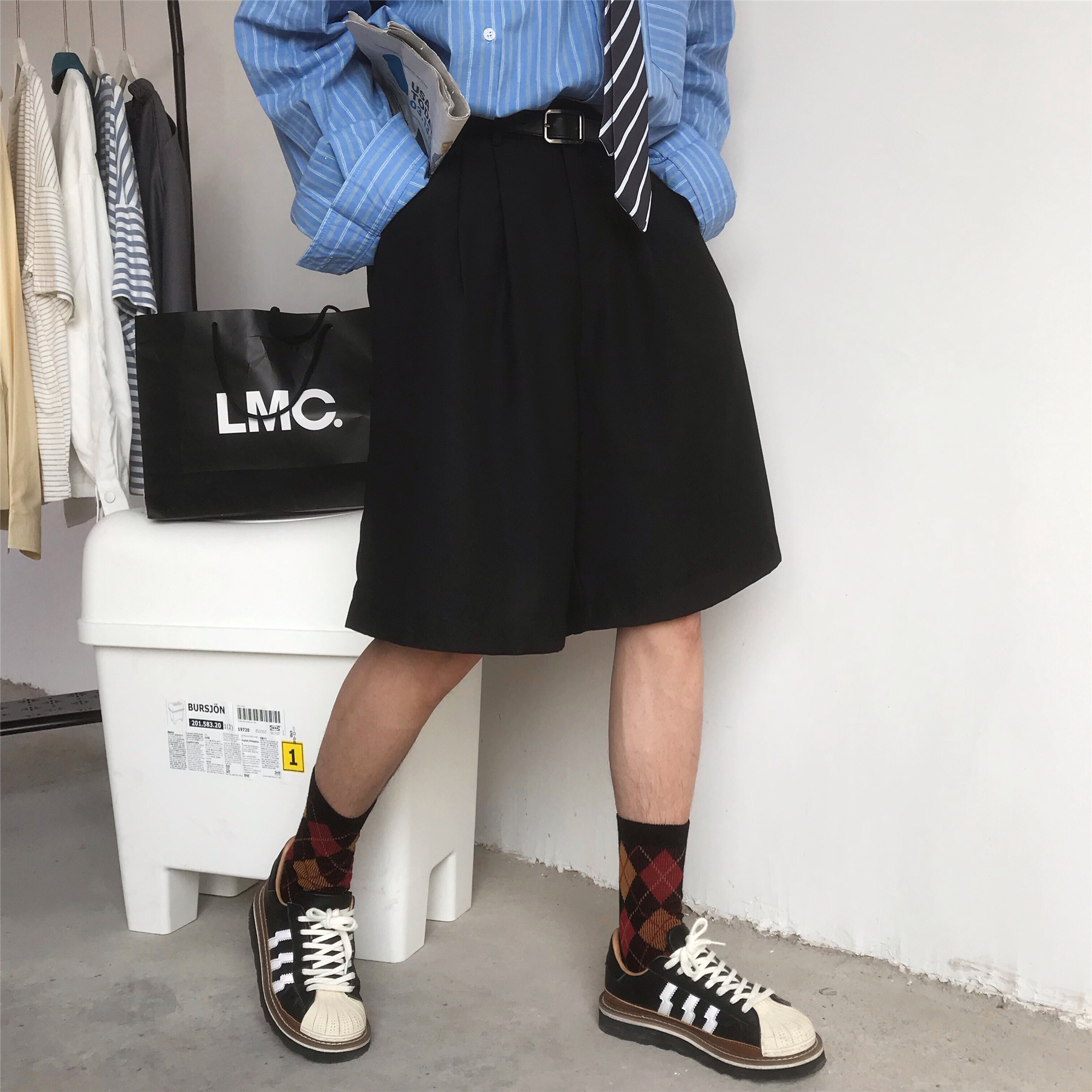 Summer Solid Color Loose High Waist Five-Point Pants - Versatile Retro Korean Style Casual Trousers for Men and Women Summer Solid Color Loose High Waist Five-Point Pants - Versatile Retro Korean Style Casual Trousers for Men and Women