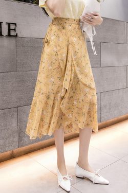 Summer Tie-Up Ruffled One-Piece Beach Skirt for Women, Irregular Fishtail Floral Skirt, TikTok Fairy Style