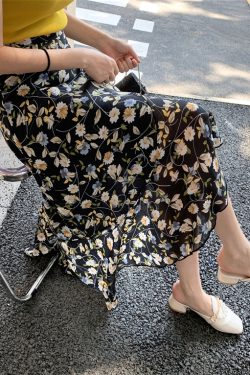 Summer Tie-Up Ruffled One-Piece Beach Skirt for Women, Irregular Fishtail Floral Skirt, TikTok Fairy Style