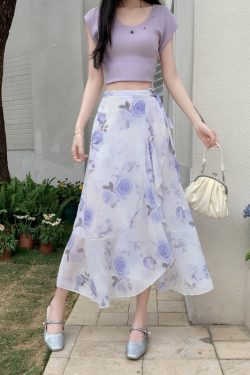Summer Tie-Up Ruffled One-Piece Beach Skirt for Women, Irregular Fishtail Floral Skirt, TikTok Fairy Style