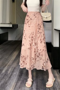 Summer Tie-Up Ruffled One-Piece Beach Skirt for Women, Irregular Fishtail Floral Skirt, TikTok Fairy Style