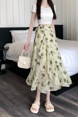 Summer Tie-Up Ruffled One-Piece Beach Skirt for Women, Irregular Fishtail Floral Skirt, TikTok Fairy Style