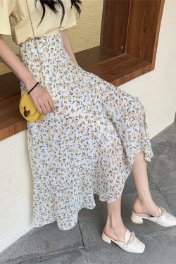 Summer Tie-Up Ruffled One-Piece Beach Skirt for Women, Irregular Fishtail Floral Skirt, TikTok Fairy Style