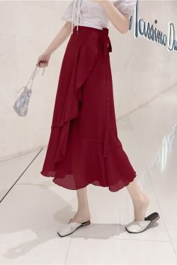 Summer Tie-Up Ruffled One-Piece Beach Skirt for Women, Irregular Fishtail Floral Skirt, TikTok Fairy Style