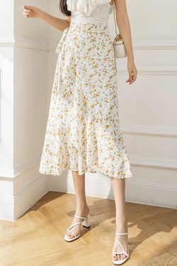 Summer Tie-Up Ruffled One-Piece Beach Skirt for Women, Irregular Fishtail Floral Skirt, TikTok Fairy Style