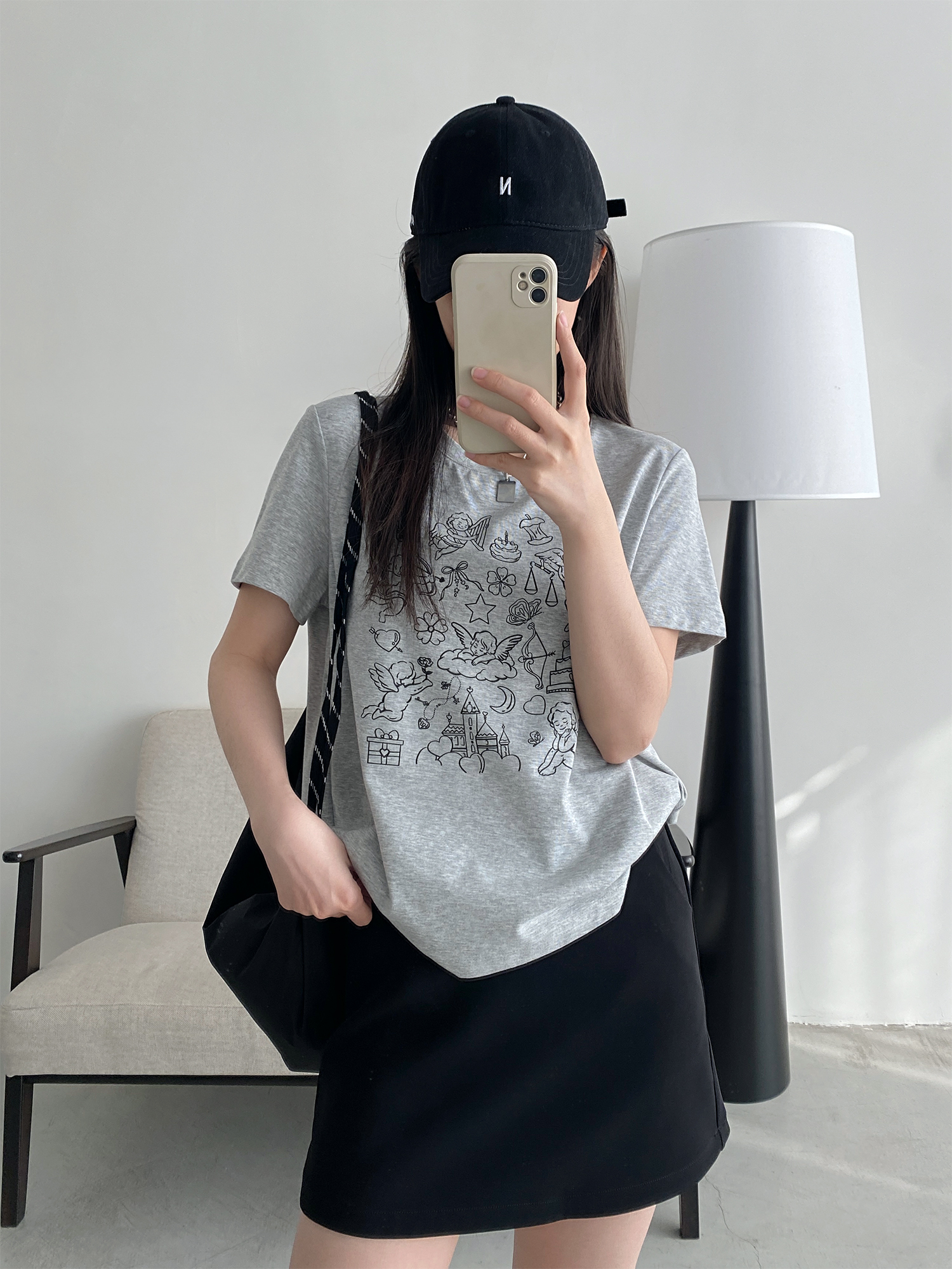 Summer Urban Island Sun Grapefruit Printed T-Shirt - Korean Style Round Neck Short Sleeve Slim Fit Top for Cool Comfort Summer Urban Island Sun Grapefruit Printed T-Shirt - Korean Style Round Neck Short Sleeve Slim Fit Top for Cool Comfort
