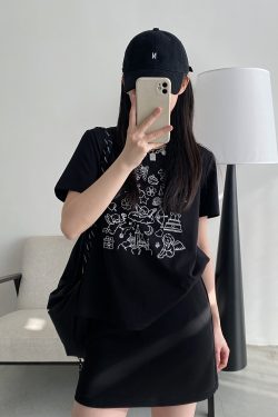 Summer Urban Island Sun Grapefruit Printed T-Shirt - Korean Style Round Neck Short Sleeve Slim Fit Top for Cool Comfort