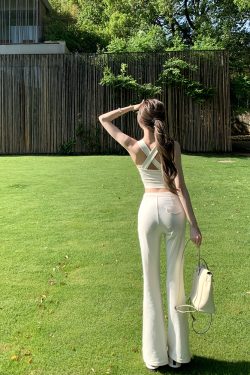 Summer Women's Casual Pants - Mid-Waist Straight Leg Drawstring Thin Flared Hiking Fit for Outdoor Activities