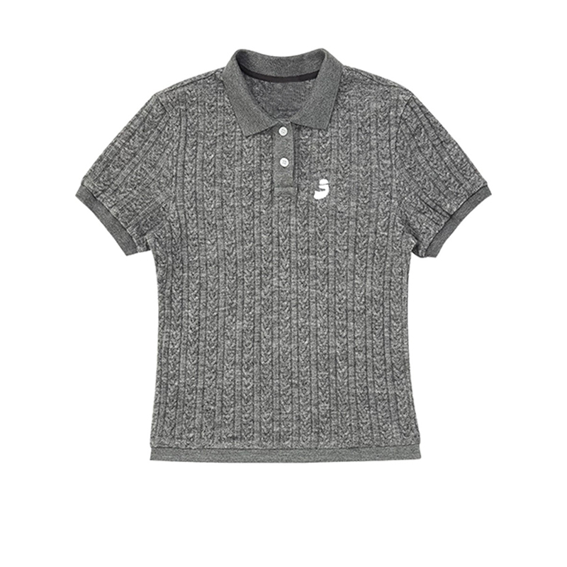Summer Women's Knitted Short Sleeve Polo Shirt - Twisted Embroidered Design, Slim Fit, Flattering College Style Top Summer Women's Knitted Short Sleeve Polo Shirt - Twisted Embroidered Design, Slim Fit, Flattering College Style Top