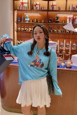 Summer Women's Printed Long Sleeve T-Shirt - Loose Fit, Slimming Round Neck, Sun Protection, Trendy and Stylish