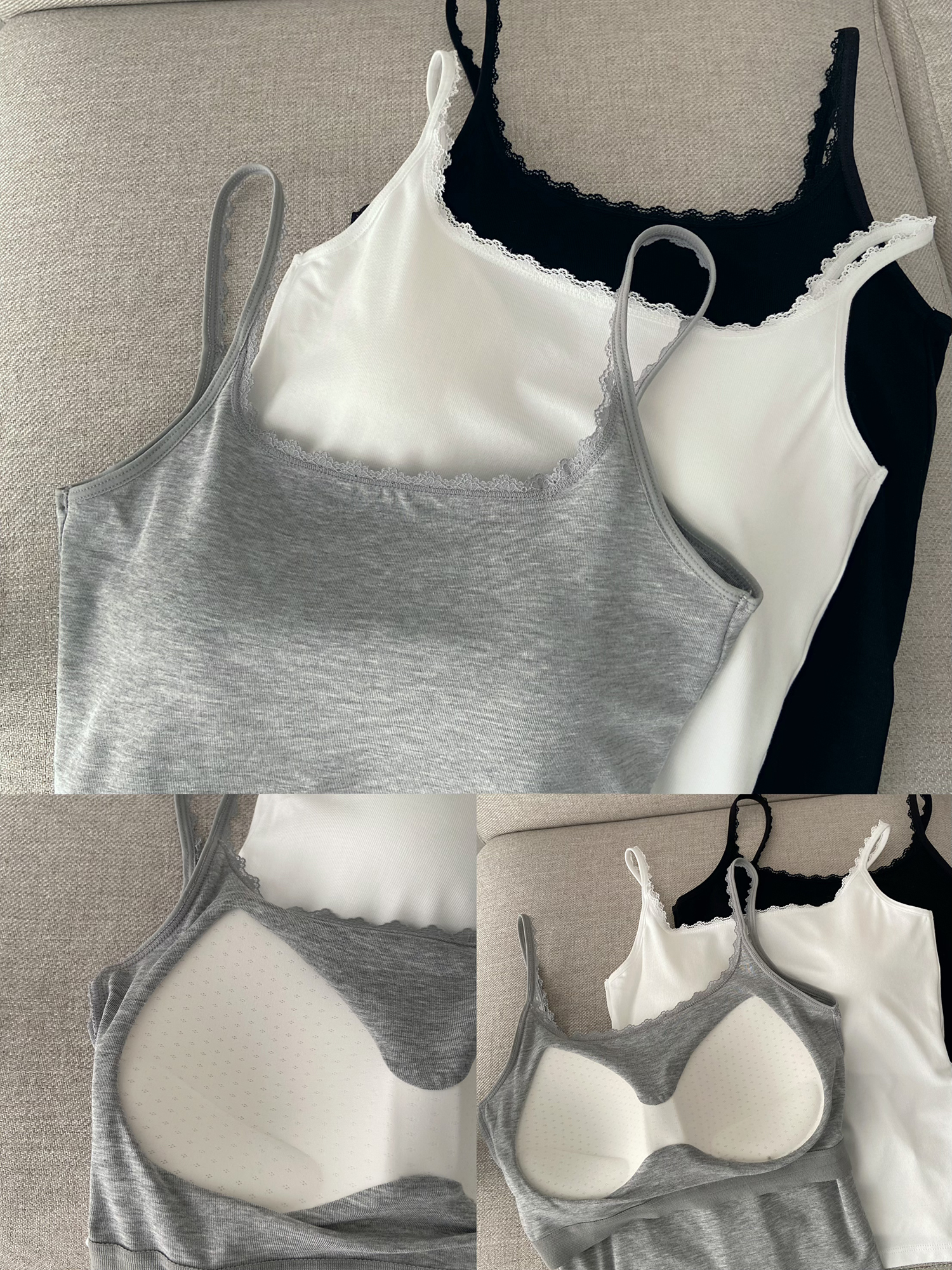 Sun Grapefruit Lace U-Back Tank Top with Hollow Design and Lace Shoulder Straps - Slim Fit, Perfect for Y2K and Summer Style Sun Grapefruit Lace U-Back Tank Top with Hollow Design and Lace Shoulder Straps - Slim Fit, Perfect for Y2K and Summer Style