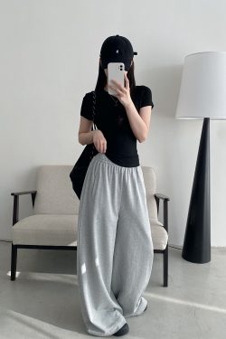 Sun Grapefruit Loose-Fitting Wide-Leg Sweatpants for Women - Stylish Casual Long Pants with Great Drape for Spring and Summer