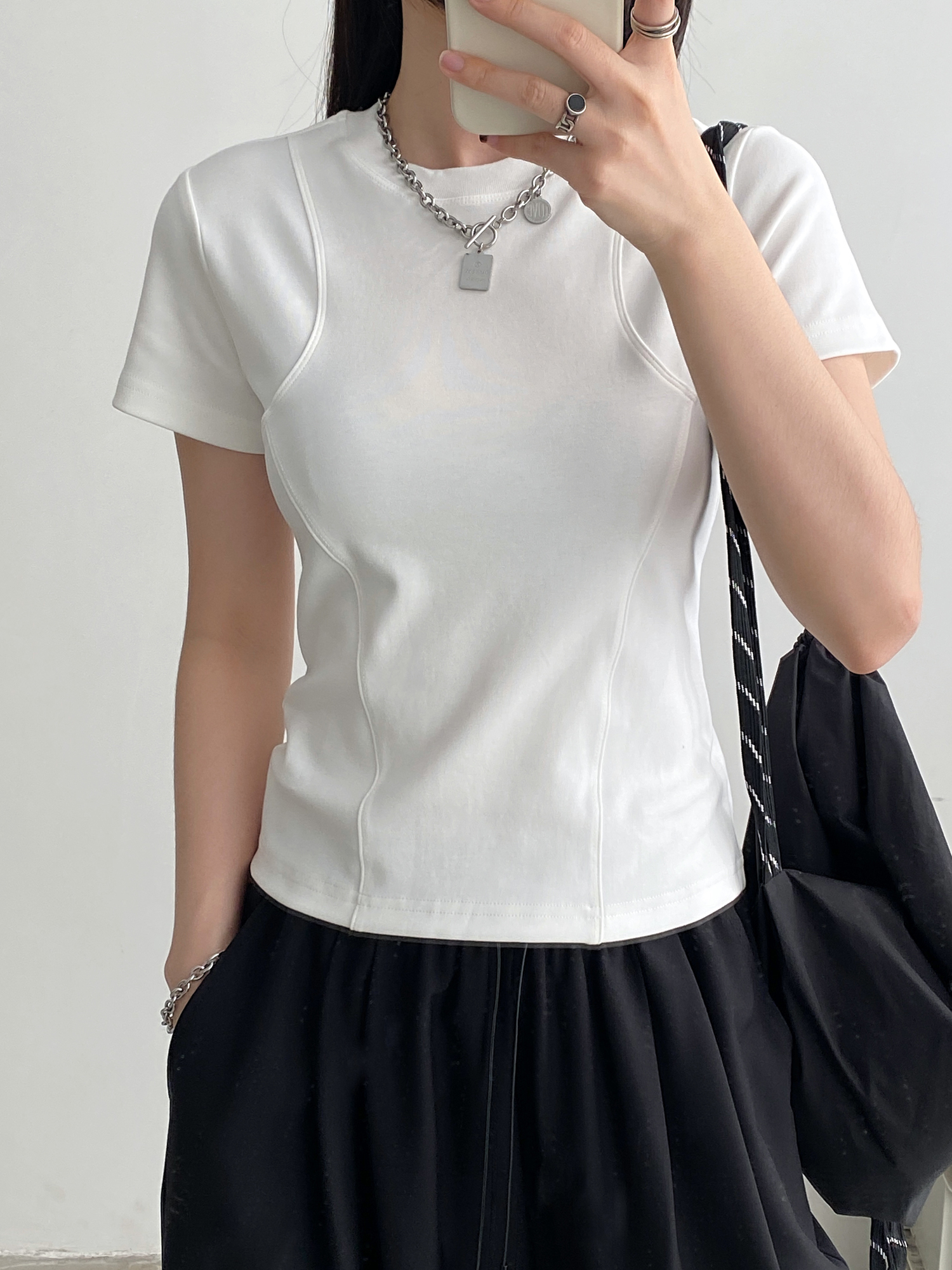 Sun Grapefruit Short-Sleeve T-Shirt for Women - Round Neck Slim-Fit Summer Top, Trendy Niche Shoulder Style Sun Grapefruit Short-Sleeve T-Shirt for Women - Round Neck Slim-Fit Summer Top, Trendy Niche Shoulder Style