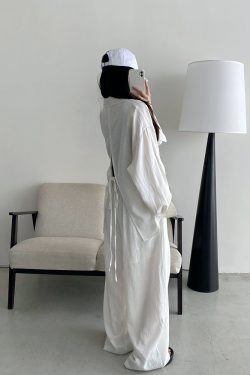 Sun Grapefruit Two-Piece Set - Ramie Tencel Loose Split Shirt & Wide-Leg Drawstring Pants - Relaxed Summer Outfit