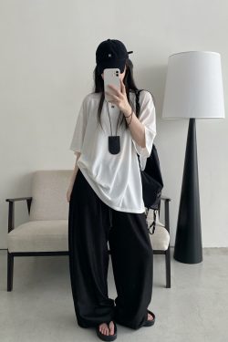 Sun Grapefruit Wide-Leg Denim Pants for Women - Soft, Loose Drape, Versatile Summer Style