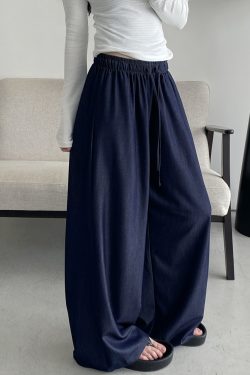 Sun Grapefruit Wide-Leg Denim Pants for Women - Soft, Loose Drape, Versatile Summer Style