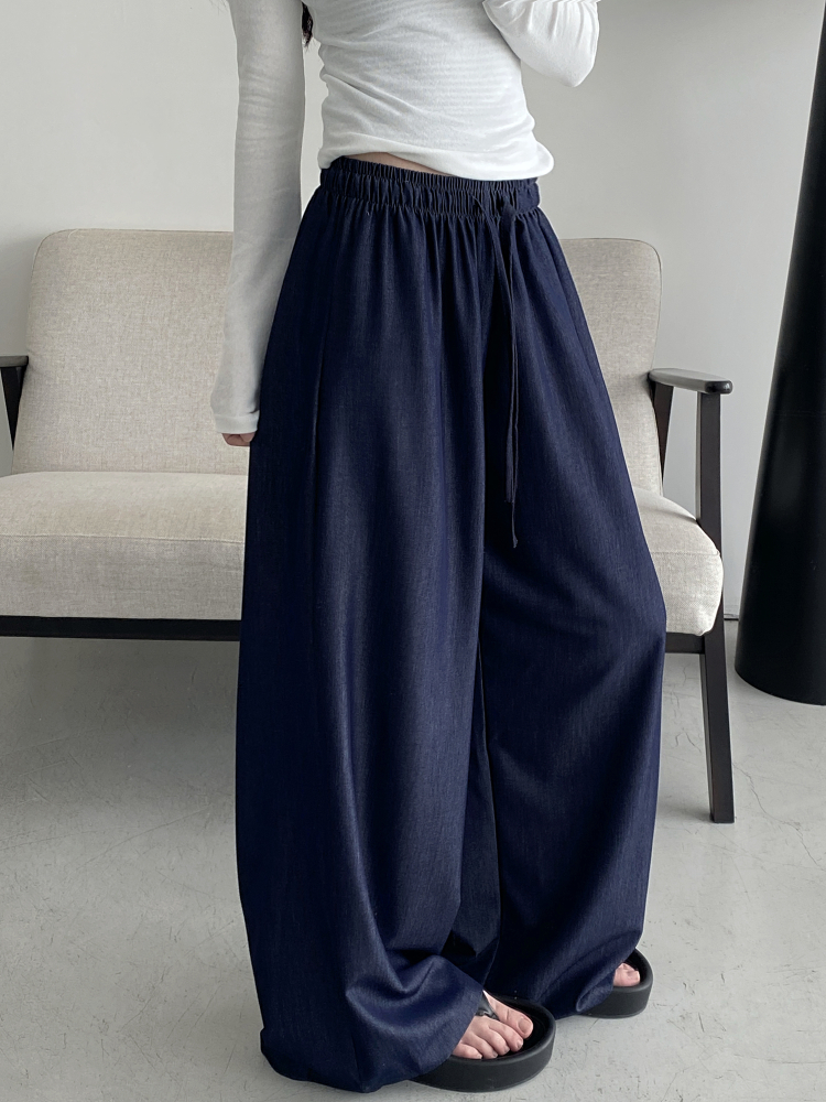 Sun Grapefruit Wide-Leg Denim Pants for Women - Soft, Loose Drape, Versatile Summer Style Sun Grapefruit Wide-Leg Denim Pants for Women - Soft, Loose Drape, Versatile Summer Style