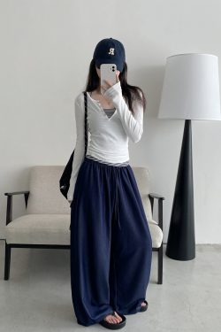 Sun Grapefruit Wide-Leg Denim Pants for Women - Soft, Loose Drape, Versatile Summer Style