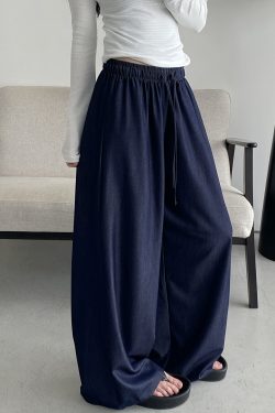 Sun Grapefruit Wide-Leg Denim Pants for Women - Soft, Loose Drape, Versatile Summer Style