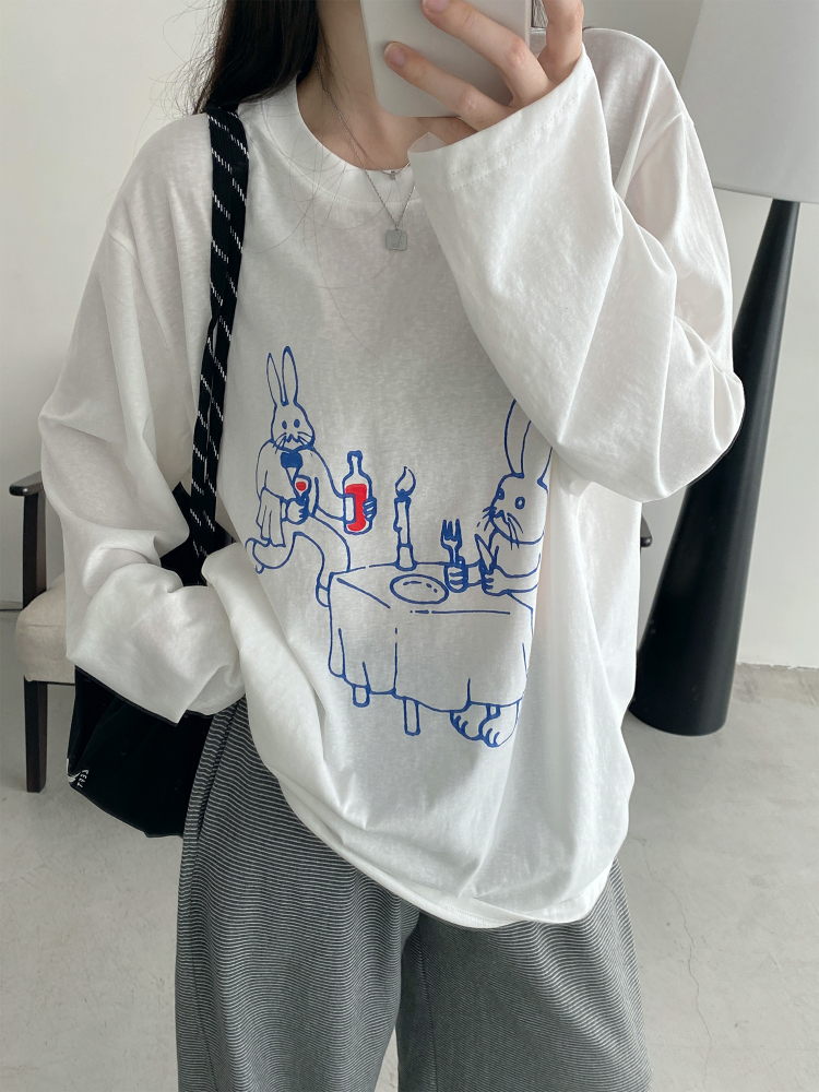 Sun Protection Cartoon Long Sleeve T-Shirt in Thin All-Cotton with Slimming Fit and Round Neck – Perfect for Casual Summer Style Sun Protection Cartoon Long Sleeve T-Shirt in Thin All-Cotton with Slimming Fit and Round Neck – Perfect for Casual Summer Style