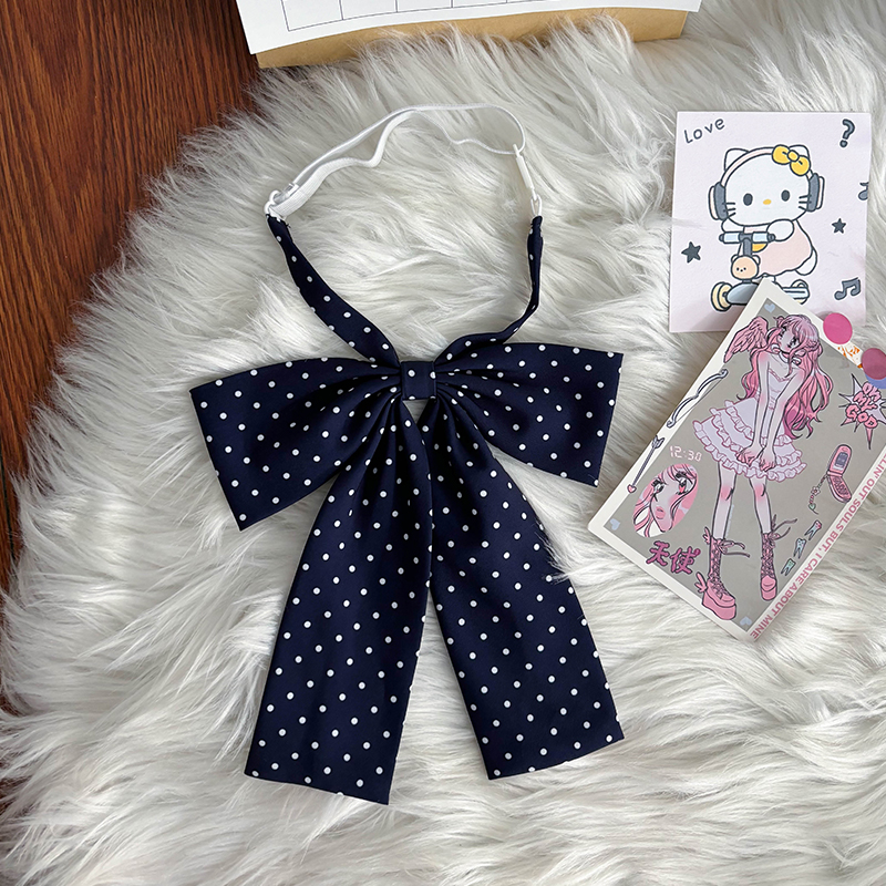 Super Large Polka Dot Bowtie Uniform Accessory - Adjustable Pink Bowknot for Versatile College Style, Cute Pudding Bear Design Super Large Polka Dot Bowtie Uniform Accessory - Adjustable Pink Bowknot for Versatile College Style, Cute Pudding Bear Design