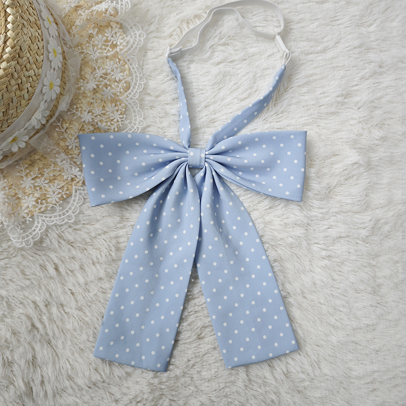 Super Large Polka Dot Bowtie Uniform Accessory - Adjustable Pink Bowknot for Versatile College Style, Cute Pudding Bear Design Super Large Polka Dot Bowtie Uniform Accessory - Adjustable Pink Bowknot for Versatile College Style, Cute Pudding Bear Design