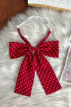 Super Large Polka Dot Bowtie Uniform Accessory - Adjustable Pink Bowknot for Versatile College Style, Cute Pudding Bear Design