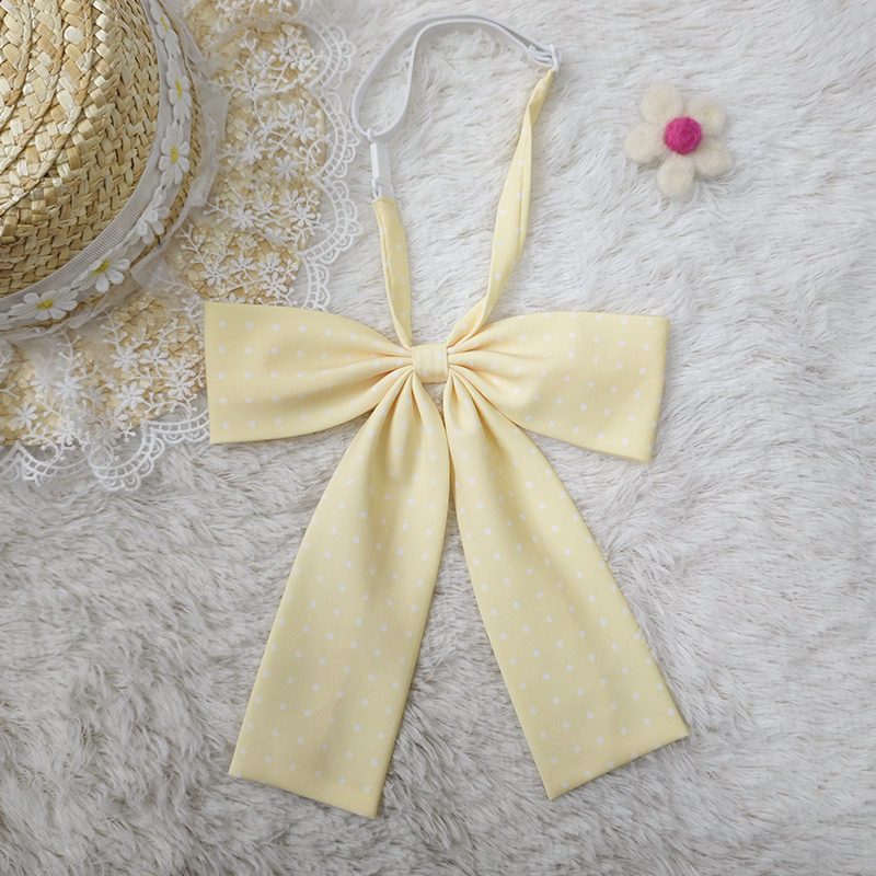 Super Large Polka Dot Bowtie Uniform Accessory - Adjustable Pink Bowknot for Versatile College Style, Cute Pudding Bear Design Super Large Polka Dot Bowtie Uniform Accessory - Adjustable Pink Bowknot for Versatile College Style, Cute Pudding Bear Design